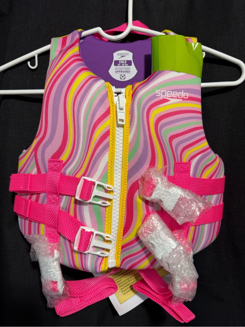 Speedo Pink/Purple Swirl Kids' Life Jacket Vest-Child Swim Safety 33-55 lbs NWT - Picture 5 of 8